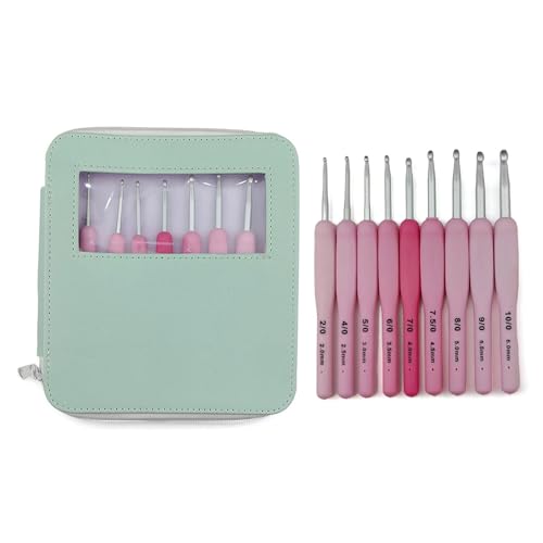 Ergonomische Häkelnadeln, 2,0 mm - 6,0 mm, weicher Griff, Häkelnadel für Anfänger, Stricken, Pullover, Schals, Taschen, Socken und Mützen, Aluminium-Häkelnadeln, 9 Stück Ergonomische Häkelnadeln, 2,0 mm - 6,0 mm, weicher Griff, Häkelnadel für Anfänger, Stricken, Pullover, Schals, Taschen, Socken und Mützen, Aluminium-Häkelnadeln, 9 Stück von Whltzf