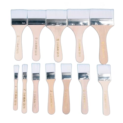 Flache Künstlerpinsel in verschiedenen Größen, Set mit 12 synthetischen Borsten für Lacke, Ölmalerei-Projekte auf Leinwand und Pinsel in mehreren Größen Flache Künstlerpinsel in verschiedenen Größen, Set mit 12 synthetischen Borsten für Lacke, Ölmalerei-Projekte auf Leinwand und Pinsel in mehreren Größen von Whltzf