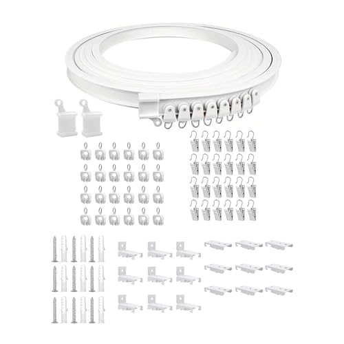 Flexible weiße Vorhangschiene, 3 m lange Schienen und leise Rollen, Clip-Set für Wand-/Deckenmontage, zum Aufhängen von Vorhängen, weiße Vorhangschienen Flexible weiße Vorhangschiene, 3 m lange Schienen und leise Rollen, Clip-Set für Wand-/Deckenmontage, zum Aufhängen von Vorhängen, weiße Vorhangschienen von Whltzf