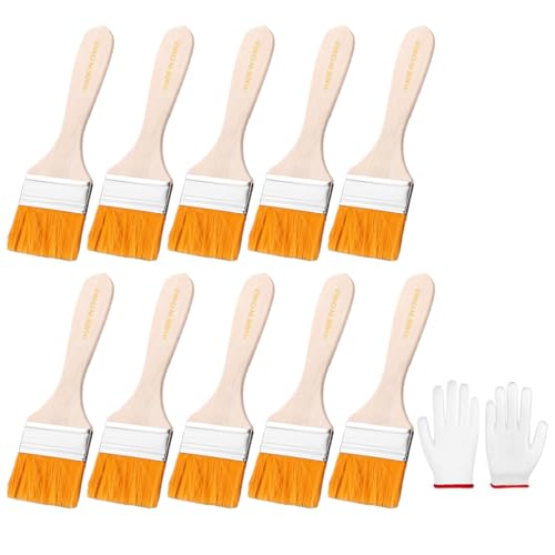 Kleine Pinsel, weiche Borsten, Holzgriff mit Handschuhen, Set für Wandschränke, Zaun und Ausbessern, Malpinsel, 10 Stück Kleine Pinsel, weiche Borsten, Holzgriff mit Handschuhen, Set für Wandschränke, Zaun und Ausbessern, Malpinsel, 10 Stück von Whltzf
