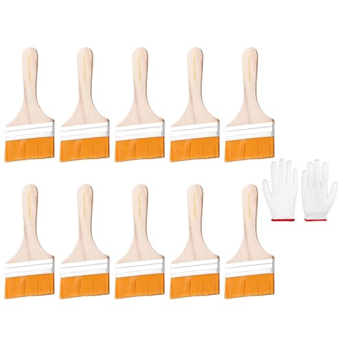 Kleine Pinsel, weiche Borsten, Holzgriff mit Handschuhen, Set für Wandschränke, Zaun und Ausbessern, Malpinsel, 10 Stück Kleine Pinsel, weiche Borsten, Holzgriff mit Handschuhen, Set für Wandschränke, Zaun und Ausbessern, Malpinsel, 10 Stück von Whltzf