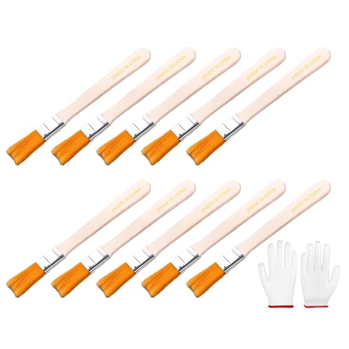 Kleine Pinsel, weiche Borsten, Holzgriff mit Handschuhen, Set für Wandschränke, Zaun und Ausbessern, Malpinsel, 10 Stück Kleine Pinsel, weiche Borsten, Holzgriff mit Handschuhen, Set für Wandschränke, Zaun und Ausbessern, Malpinsel, 10 Stück von Whltzf