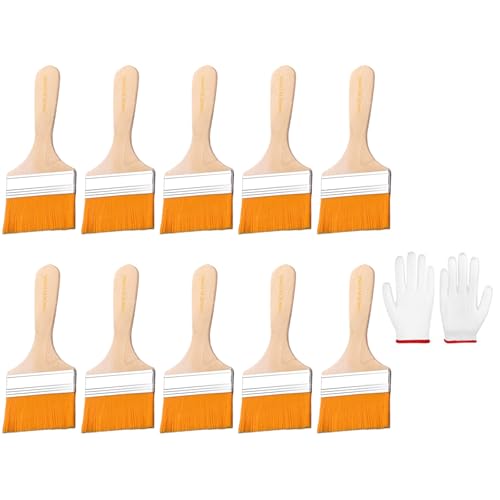 Kleine Pinsel, weiche Borsten, Holzgriff mit Handschuhen, Set für Wandschränke, Zaun und Ausbessern, Malpinsel, 10 Stück Kleine Pinsel, weiche Borsten, Holzgriff mit Handschuhen, Set für Wandschränke, Zaun und Ausbessern, Malpinsel, 10 Stück von Whltzf