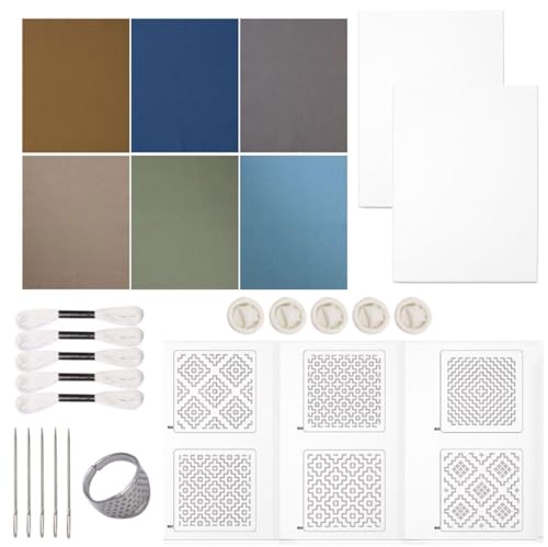 Needlework Supplies Stickset mit Jeans Stoff Faden Stichnadel und Stickmuster Transferpapier Nähen Stabilisatoren für Handarbeit Needlework Supplies Stickset mit Jeans Stoff Faden Stichnadel und Stickmuster Transferpapier Nähen Stabilisatoren für Handarbeit von Whltzf