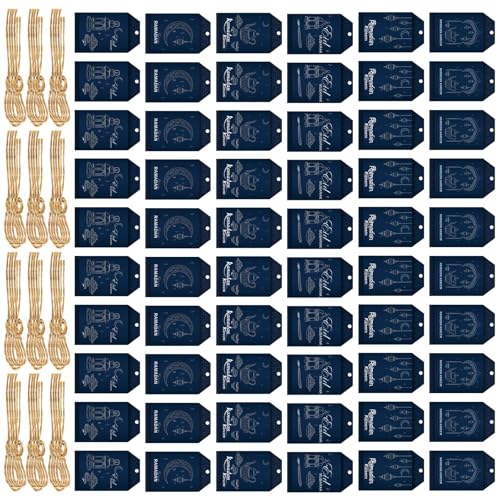 Praktische Eid-Karten mit Bindfäden, elegante Hängekarten für Ramadans und Festivals, Partyzubehör, Essensfeier, 60 Stück Praktische Eid-Karten mit Bindfäden, elegante Hängekarten für Ramadans und Festivals, Partyzubehör, Essensfeier, 60 Stück von Whltzf