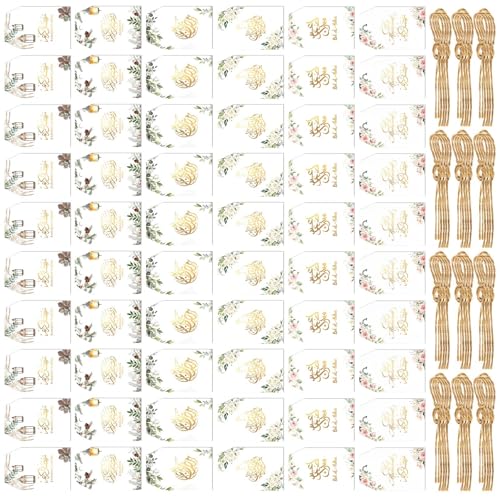 Praktische Eid-Karten mit Bindfäden, elegante Hängekarten für Ramadans und Festivals, Partyzubehör, Essensfeier, 60 Stück Praktische Eid-Karten mit Bindfäden, elegante Hängekarten für Ramadans und Festivals, Partyzubehör, Essensfeier, 60 Stück von Whltzf