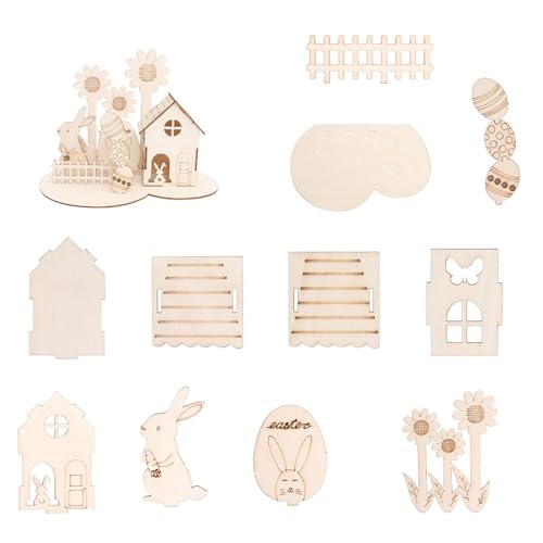 Schöne und kreative Oster-Holzornamente, hölzerne Oster-Figuren, Schreibtisch-Dekoration, Verpackung zum Basteln, Oster-Holzdekor von Whltzf