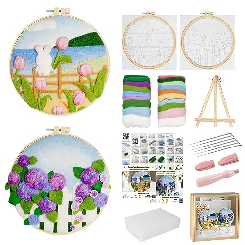 Stickstich-Übungs-Sticksets für Anfänger mit Blumenmuster, Stickerei-Starter-Kits mit Anleitung (evtl. nicht in deutscher Sprache), Stickerei-Starter-Sets für Anfänger, geprägte Stickerei-Kits von Whltzf
