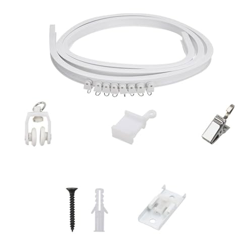 Umfassende Vorhangschienen-Sets für Deckenmontage, 5 Meter lange Schienen mit Zubehör-Set für nahtlose Vorhänge, Metall-Vorhangschienen-Clip Umfassende Vorhangschienen-Sets für Deckenmontage, 5 Meter lange Schienen mit Zubehör-Set für nahtlose Vorhänge, Metall-Vorhangschienen-Clip von Whltzf