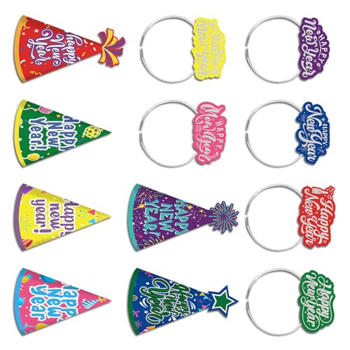 Whltzf 2026 Neujahr Feier Stirnband und Urlaub Party Hut Set für Kinder Erwachsene Geburtstagsfeiern Festival Ergonomische Kopfbedeckung von Whltzf