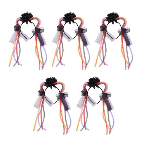 Whltzf 5 x Halloween-Blumen- und Netz-Stirnbänder, verstellbare Größe, Haarband für Damen und Teenager, Maskeraden, Partyzubehör, Party-Kopfschmuck von Whltzf