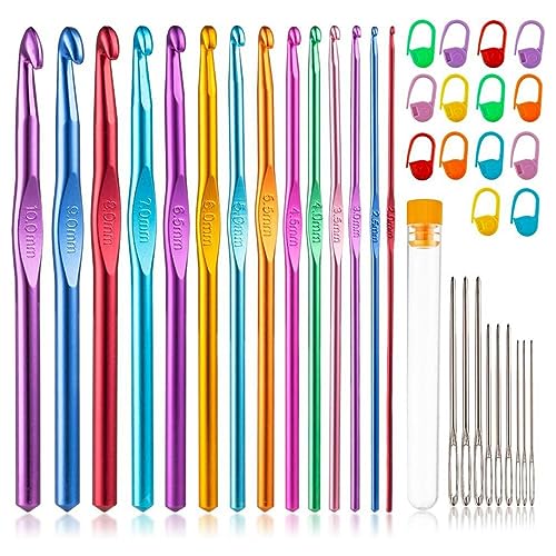 Whltzf Aluminium-Stricknadel-Set, gerade, einspitzig, Stricknadel, Pullovernadel für Strickprojekte, Strickwerkzeug, Metall-Häkelnadeln, tragbares Häkelset Whltzf Aluminium-Stricknadel-Set, gerade, einspitzig, Stricknadel, Pullovernadel für Strickprojekte, Strickwerkzeug, Metall-Häkelnadeln, tragbares Häkelset von Whltzf