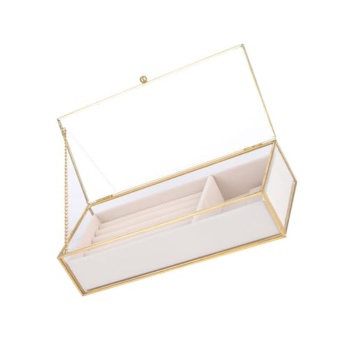 Whltzf Elegante Schmuckschatulle aus Glas mit großem Fassungsvermögen und Samtfutter, geeignet für Halsketten, Ohrringe, Schmucksammler Whltzf Elegante Schmuckschatulle aus Glas mit großem Fassungsvermögen und Samtfutter, geeignet für Halsketten, Ohrringe, Schmucksammler von Whltzf