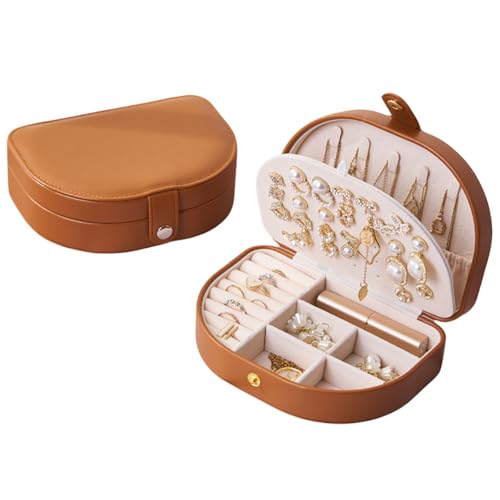 Whltzf Eleganter Leder-Schmuck-Organizer, halbrund, großes Fassungsvermögen, Zubehör für Ringe und Schmuckstücke, Heimorganisation, Schmuckschatulle Whltzf Eleganter Leder-Schmuck-Organizer, halbrund, großes Fassungsvermögen, Zubehör für Ringe und Schmuckstücke, Heimorganisation, Schmuckschatulle von Whltzf