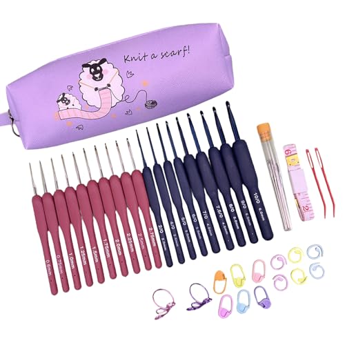 Whltzf Häkelnadel-Set mit Etui, 0,6–6,0 mm, ergonomische Häkelnadel, Strickkunstwerkzeug für Häkelliebhaber Whltzf Häkelnadel-Set mit Etui, 0,6–6,0 mm, ergonomische Häkelnadel, Strickkunstwerkzeug für Häkelliebhaber von Whltzf