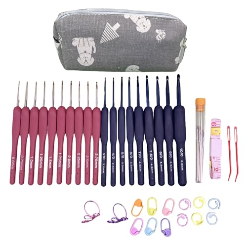 Whltzf Häkelnadel-Set mit Etui, 0,6–6,0 mm, ergonomische Häkelnadel, Strickkunstwerkzeug für Häkelliebhaber Whltzf Häkelnadel-Set mit Etui, 0,6–6,0 mm, ergonomische Häkelnadel, Strickkunstwerkzeug für Häkelliebhaber von Whltzf