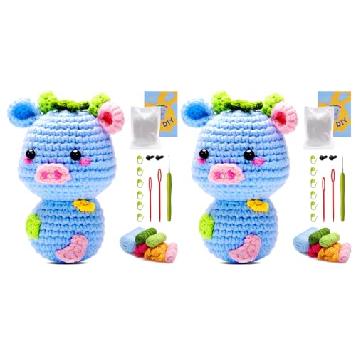 Whltzf Häkelset für Anfänger, nicht fertig, Kuh, Handstrickwerkzeuge mit Baumwollgarn, für Erwachsene und Kinder, handgefertigt, 2 Sets Whltzf Häkelset für Anfänger, nicht fertig, Kuh, Handstrickwerkzeuge mit Baumwollgarn, für Erwachsene und Kinder, handgefertigt, 2 Sets von Whltzf