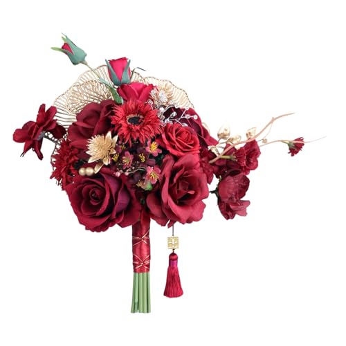 Whltzf Hochzeitssträuße/Brosche/Handgelenkblume für Braut, Brautstrauß für Hochzeit, künstliche Blumensträuße für Hochzeit, Party, Wurfstrauß von Whltzf