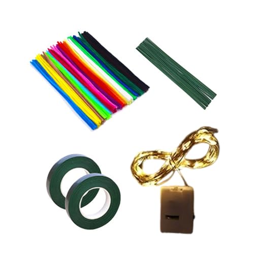 Whltzf Pfeifenreiniger, Bastelbedarf mit 20 Farben Chenille-Stielen, Lichterkette, DIYS, beleuchtete Arbeitssets, Silvester, Pfeifenreiniger, Bastelbedarf von Whltzf
