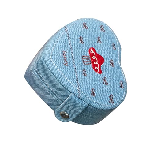 Whltzf Schmuck-Organizer in Herzform, Denim-Stoff, mehrere Fächer, Aufbewahrung für Ohrringe, Ringe, Halsketten, kompaktes Design, Schmuckschatulle für Freundin Whltzf Schmuck-Organizer in Herzform, Denim-Stoff, mehrere Fächer, Aufbewahrung für Ohrringe, Ringe, Halsketten, kompaktes Design, Schmuckschatulle für Freundin von Whltzf