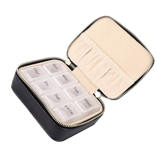 Whltzf Schmuck-Tragetasche mit Trennwänden, PU-Aufbewahrungsbox für kleine Ornamente, Schmuck-Organizer für den täglichen Gebrauch, tragbare Schmuckschatulle Whltzf Schmuck-Tragetasche mit Trennwänden, PU-Aufbewahrungsbox für kleine Ornamente, Schmuck-Organizer für den täglichen Gebrauch, tragbare Schmuckschatulle von Whltzf