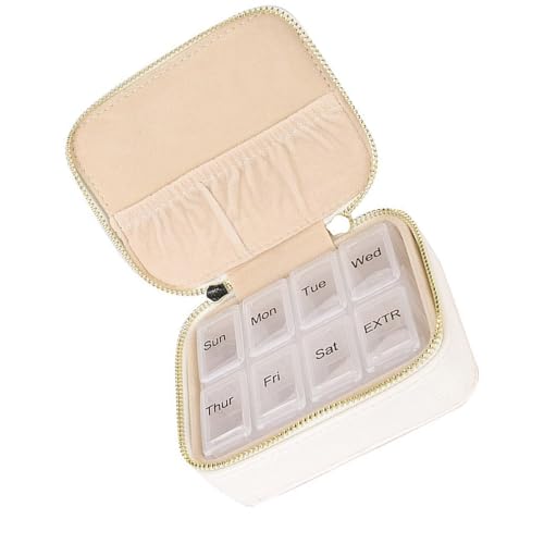 Whltzf Schmuck-Tragetasche mit Trennwänden, PU-Aufbewahrungsbox für kleine Ornamente, Schmuck-Organizer für den täglichen Gebrauch, tragbare Schmuckschatulle von Whltzf
