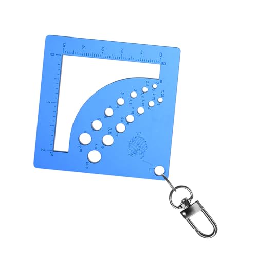Whltzf Stricknadellehre, Stricknadel-Messwerkzeug, Strickgarne, Messwerkzeug mit Schlüsselanhänger-Clip, Haken, tragbares Stricklehre von Whltzf