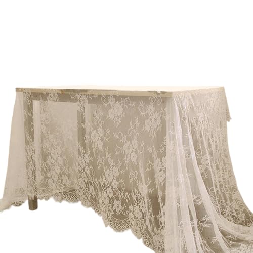 Zarte bestickte Spitzen-Tischdecken mit Rosenmuster, rustikale Feier, Abendessen, Tischdekoration, für Valentinstag, Vintage, bestickt, Weiß Zarte bestickte Spitzen-Tischdecken mit Rosenmuster, rustikale Feier, Abendessen, Tischdekoration, für Valentinstag, Vintage, bestickt, Weiß von Whltzf