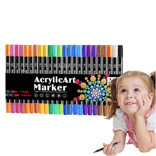 Acryl-Marker-Set, Acryl-Pinselmarker,Doppelspitzen-Zeichenstifte für Keramik - Kunsthandwerk zur Herstellung von Kunstmaterialien, Kreative Marker für Kinderstoffe und Acryl-Marker-Set, Acryl-Pinselmarker,Doppelspitzen-Zeichenstifte für Keramik - Kunsthandwerk zur Herstellung von Kunstmaterialien, Kreative Marker für Kinderstoffe und von Whnbuij