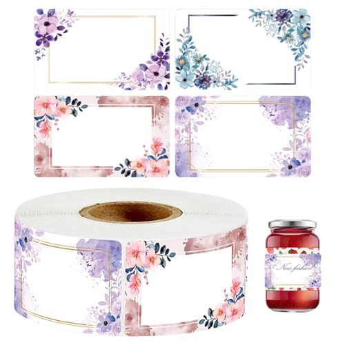 Bäckerei-Etiketten, personalisierbare Aufkleber mit Blumendesign, - und Bank-Leckereien, Bastelaufkleber mit leerem Schreibbereich, humorvolle Haftnotizen für Konserven, Marmeladenbehälter von Whnbuij