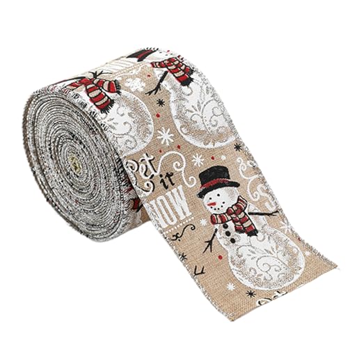 Bänder zum Basteln,Weihnachtsbaumband | Urlaubsverpackungs-Streamer | Schneeflocken-kariertes -Fahrzeug-Weihnachtsbaumband, Drahtkantenband, dekoratives Schleifenzubehör für die Kleidungsdekoration von Whnbuij