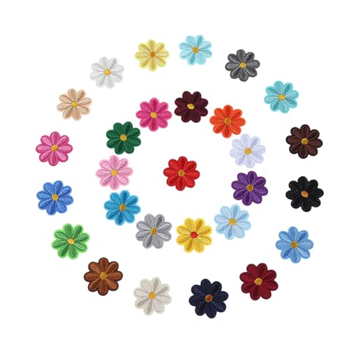 Bügel-Entferner: Kleidungsflecken, Reparatur von Kleidung, Flecken von Kleidung zum Bügeln | 28 Teile Daisy Patches, Stoffpatches von Whnbuij