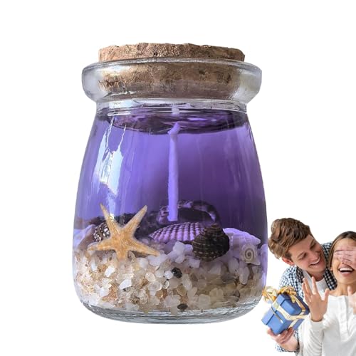 Gel Kerze - Gelwachs mit Seesternmuschel, Gel-Kerze mit Seesternmuschel, Gel-Kerze mit Meeresmuschel | Gel-Kerze Blau Lila Rosa Thema, Kerzen im Glas für Aromatherapie, Kerzen von Whnbuij