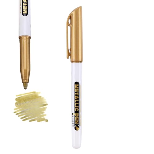 Glitzer-Farbstifte, Permanentmarker aus Metall - Goldener Permanentmarker mit lichtbeständigem Silberstift | Metallstifte Kunstmarker Stift Glitzer-Farbstifte, Permanentmarker aus Metall - Goldener Permanentmarker mit lichtbeständigem Silberstift | Metallstifte Kunstmarker Stift von Whnbuij
