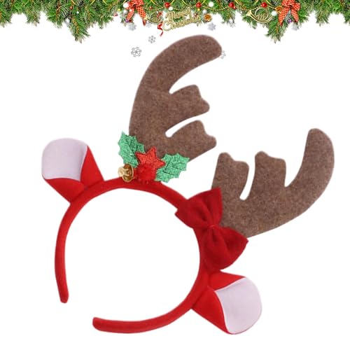 Haarband mit Elchgeweih, Haarband mit Cartoon-Geweih, süßes Haarband mit Geweih für Weihnachten | Winterurlaub Kopfbedeckungen für Haare Sot von Whnbuij
