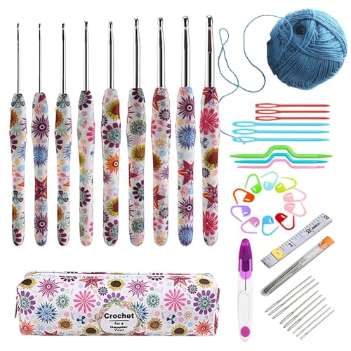 Häkelnadel-Set, Nähnadel-Set - Häkel-Starter-Set mit ergonomischen Griffen | Fertigungsmaterial, handgefertigtes Zubehör für Anfänger oder Haken-Enthusiasten Häkelnadel-Set, Nähnadel-Set - Häkel-Starter-Set mit ergonomischen Griffen | Fertigungsmaterial, handgefertigtes Zubehör für Anfänger oder Haken-Enthusiasten von Whnbuij