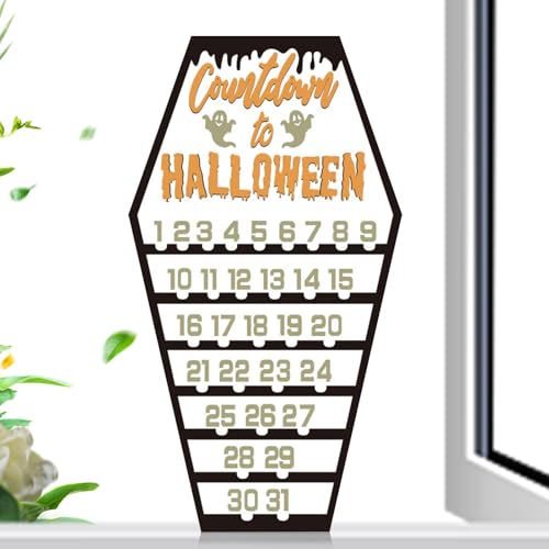 Halloween Adventskalender - Halloween Countdown-Kalender, Halloween-Countdown-Schild aus Holz | Gruseliger Adventskalender 2024, lustig von Whnbuij