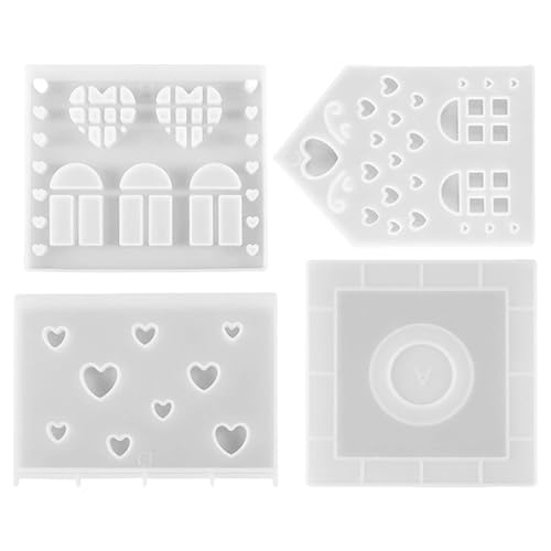 Hausform, Hausharzform, Love Heart House Teelicht, Epoxidharz Gießform | Cartoon-Dorfhaus Silikonform, Harzgussform von Whnbuij