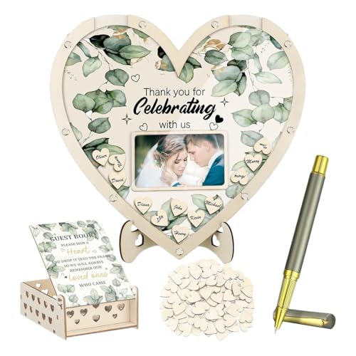Hochzeitsgästebuch, Hochzeitsschild aus Holz, romantische Herzform Hochzeitsschilder für den Empfang, wiederverwendbare Vorräte für Partys, Heimdekoration Hochzeitsgästebuch, Hochzeitsschild aus Holz, romantische Herzform Hochzeitsschilder für den Empfang, wiederverwendbare Vorräte für Partys, Heimdekoration von Whnbuij