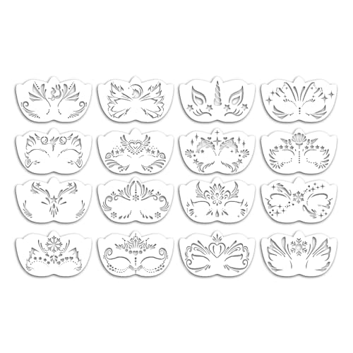 Kunst Zeichnung Blumen Muster - Festival Design Set, Glitzer Maske Ausschnitte | 16 x ungiftige Malblätter für Kinder, Halloween Make-up Modellsammlung, Zubehör Kunst Zeichnung Blumen Muster - Festival Design Set, Glitzer Maske Ausschnitte | 16 x ungiftige Malblätter für Kinder, Halloween Make-up Modellsammlung, Zubehör von Whnbuij