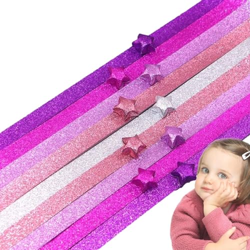 Lucky Star Papier-Glitzer, 520 Blatt leuchtende Papierstreifen für Bastelarbeiten, Farbverlauf | buntes Faltpapier, sicheres Sternpapier für Lehrmaterial, Papercra Lucky Star Papier-Glitzer, 520 Blatt leuchtende Papierstreifen für Bastelarbeiten, Farbverlauf | buntes Faltpapier, sicheres Sternpapier für Lehrmaterial, Papercra von Whnbuij