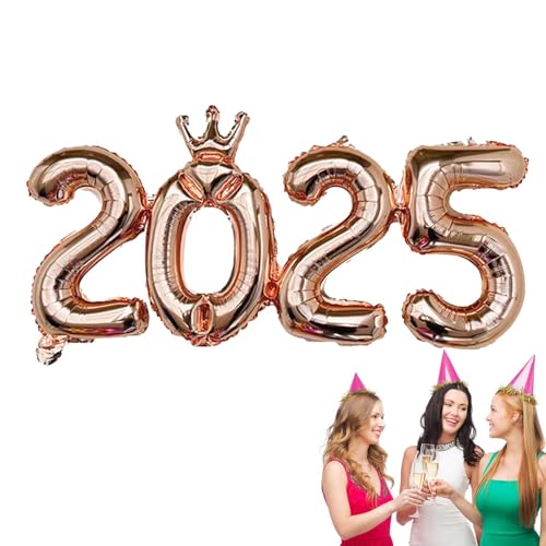 Metallfolienballons - Königlicher Stil Zahlenballons, Folienballons mit festlicher Dekoration | 7,72x36,61 Zoll Neujahrsfeiern 2025 Zahl Luftballons Dekoration für Reifen von Whnbuij