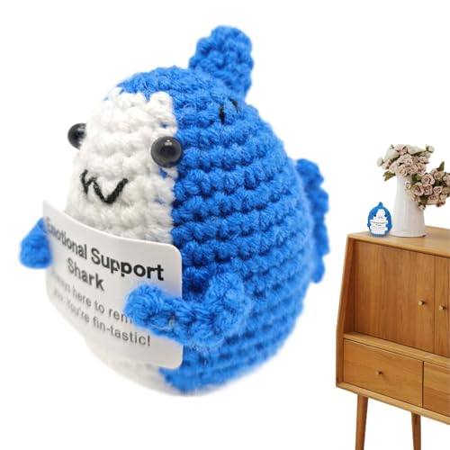 Positive gehäkelte Tiere, emotionale Unterstützung Hai | Gehäkeltes emotionales Unterstützungstier | Mit dem gestrickten Haifischspielzeug aus Papier für Squ-Liebhaber von Whnbuij