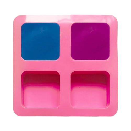 Quadratische Silikon-Kuchenformen, quadratische Silikonseifenform, 4 Hohlräume, rosa Schokoladen-Keksformen, antihaftbeschichtet, wiederverwendbar, Backwerkzeuge für die Herstellung von Marshmallows von Whnbuij