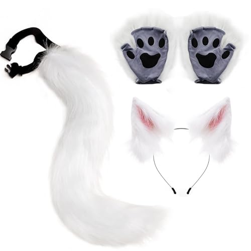 Set mit Wolfsohren und Handschuhen – Künstlicher Schwanz mit Ohren und Handschuhen, Wolf Cosplay Kostüm, Halloween-Kostüm, Halloween-Partyzubehör, Pelzohren- und Wolfsschwanz-Set Set mit Wolfsohren und Handschuhen – Künstlicher Schwanz mit Ohren und Handschuhen, Wolf Cosplay Kostüm, Halloween-Kostüm, Halloween-Partyzubehör, Pelzohren- und Wolfsschwanz-Set von Whnbuij