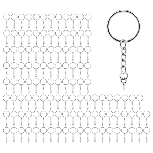 Spaltringe für Schlüsselanhänger, geteilte Schlüsselanhänger mit Ketten - 120X geteilter Metall-Schlüsselanhänger mit Gliederkette | 25 mm Durchmesser für Kinder von Whnbuij