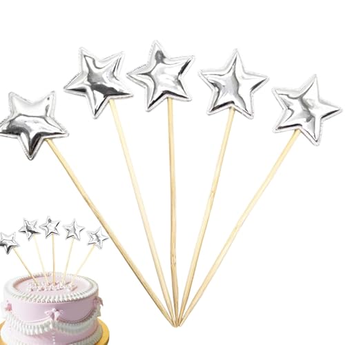 Star Birthday Cake Topper – 5 x Geburtstagstorten-Toppers für Jungen | Lebensmittelqualität leicht Tortendekoration Glitzer sicher von Whnbuij