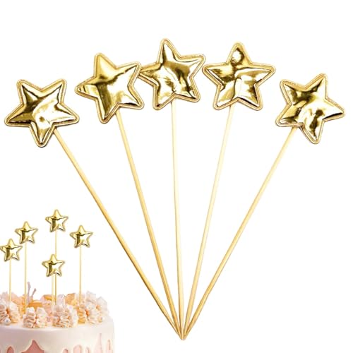Star Birthday Cake Topper – 5 x Geburtstagstorten-Toppers für Jungen | Lebensmittelqualität leicht Tortendekoration Glitzer sicher von Whnbuij