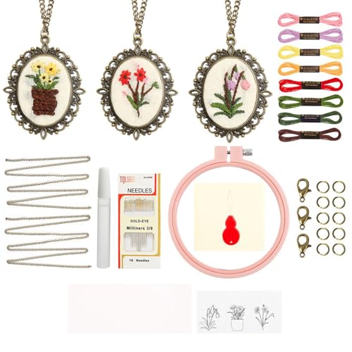 Stickset für Anfänger, Handstickerei Set - Anhänger zum Nähen | Tragbares Multifunktionales Stickhalsbandwerkzeug für die Herstellung im Innen- und Außenbereich Stickset für Anfänger, Handstickerei Set - Anhänger zum Nähen | Tragbares Multifunktionales Stickhalsbandwerkzeug für die Herstellung im Innen- und Außenbereich von Whnbuij