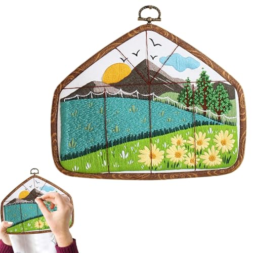 Sticksets für Anfänger, Stickset für Anfänger, für Erwachsene, Landschaft außerhalb des Fensterhand-Sticksets | Nähsets mit Faden und Reifen, Anleitung, Dekoration Sticksets für Anfänger, Stickset für Anfänger, für Erwachsene, Landschaft außerhalb des Fensterhand-Sticksets | Nähsets mit Faden und Reifen, Anleitung, Dekoration von Whnbuij